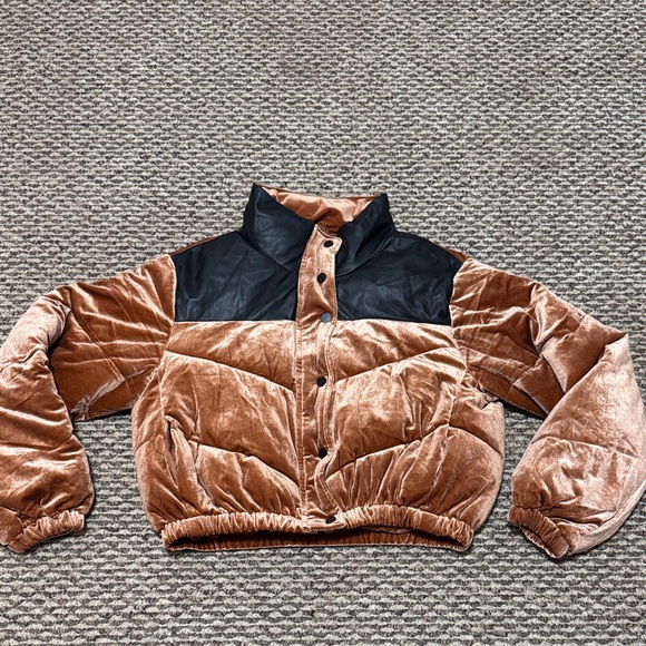 Celebrity Pink Jackets & Blazers - Celebrity Pink rust Brown and Black Puffer Jacket